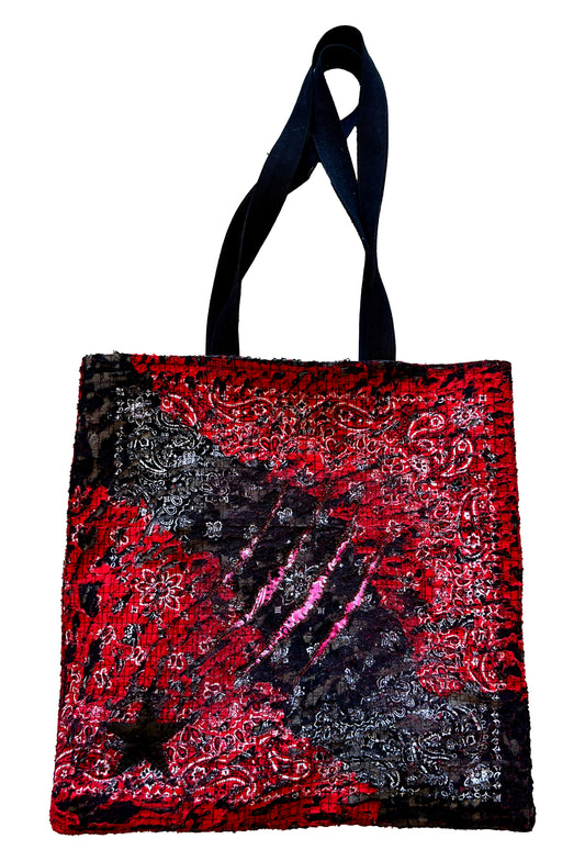 Boro Claw Mark Tote Bag: Black & Red