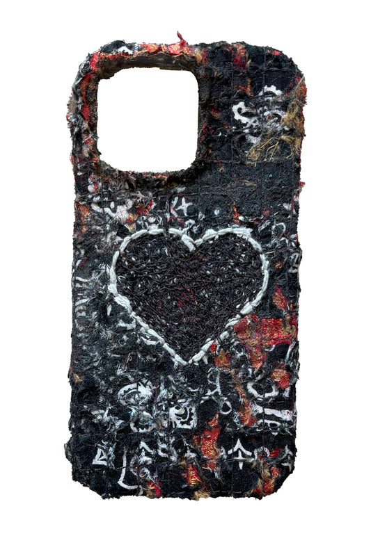 Boro iPhone 15 Pro Max Case - Black and Red Heart